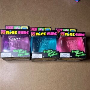 NeeDoh N-ice Cube Squishy Toys Set Large ALL 3 COLORS included Fidget
